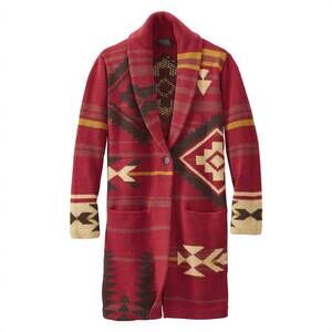 NEW PENDLETON women's graphic sweater coat in rosewood multi